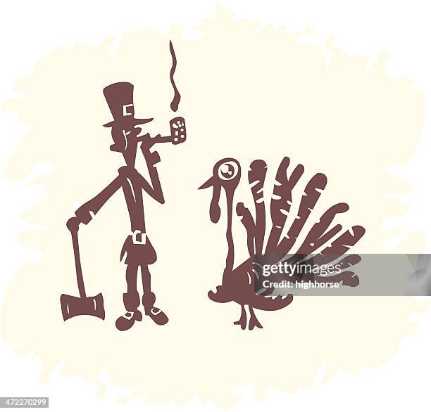 gobbler und henker - funny pilgrim stock-grafiken, -clipart, -cartoons und -symbole