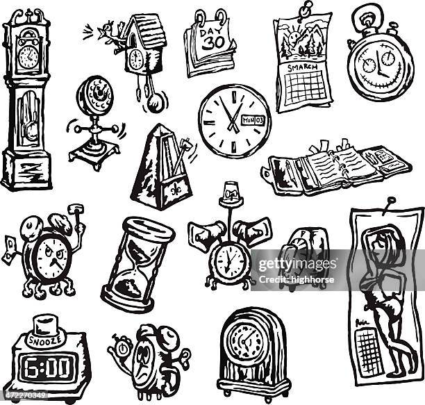 die zeit stücke - kuckucksuhr stock-grafiken, -clipart, -cartoons und -symbole
