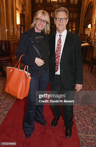 Fiona Golfar and producer Robert Fox attend an after party following the press night performance of "The Audience" at The Royal Horseguards Hotel on...