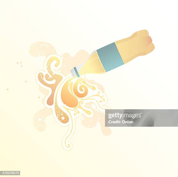 pouring fizzy bottle - illustration - shaking drink stock illustrations