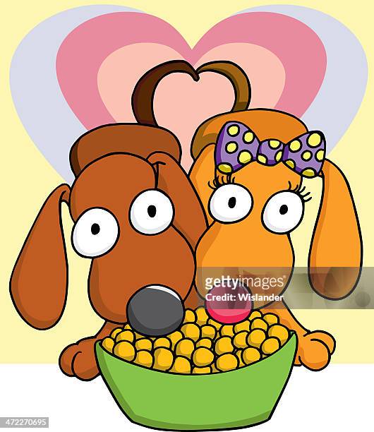 puppy love 4 - valentine dinner stock illustrations