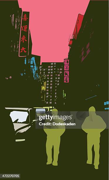 in the big city - pink colour scheme stock illustrations