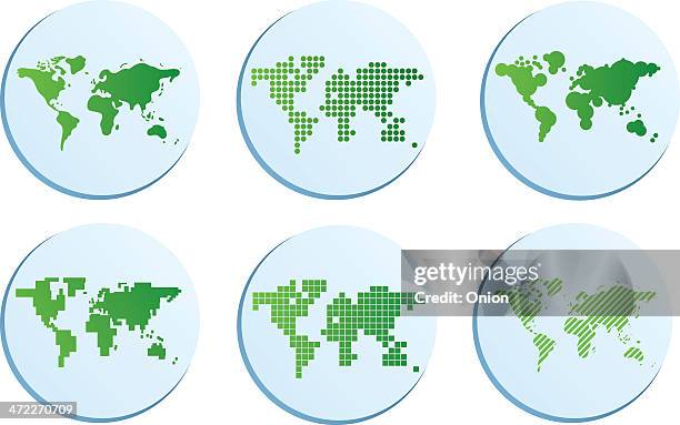 six simple maps - illustration - accurate world map vector stock illustrations