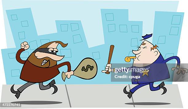 cops and robbers - police chasing stock illustrations