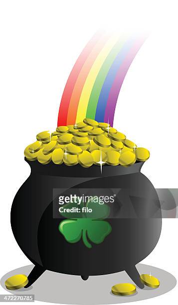 pot of gold - ehemalige irische währung stock-grafiken, -clipart, -cartoons und -symbole