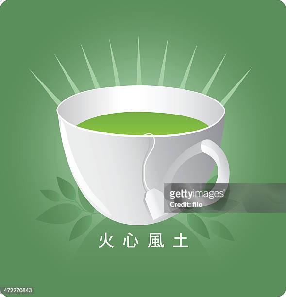 green tea [vector] - green tea stock illustrations