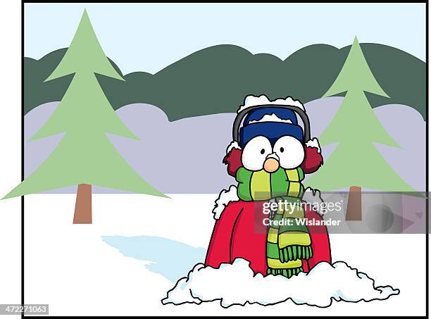 sudden snow 1 - shivering stock illustrations