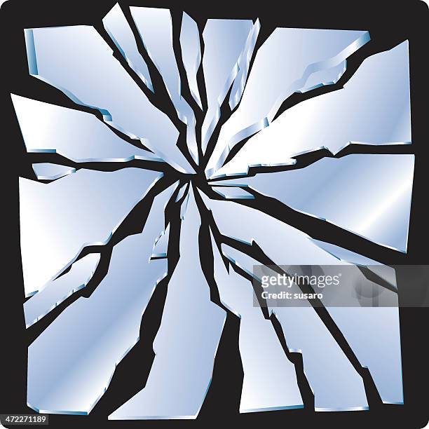 picture of some broken glass on a black background  - broken windshield stock illustrations