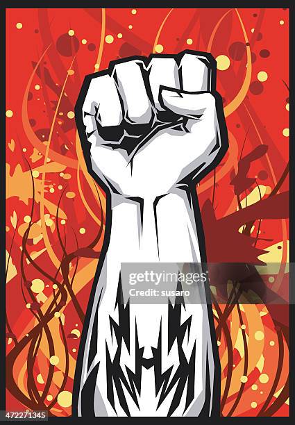 rechten hand power! - siegerpose stock-grafiken, -clipart, -cartoons und -symbole