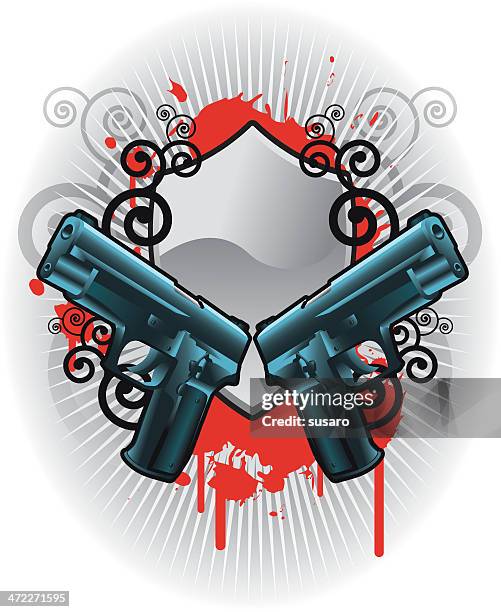 gun emblem - gangster stock illustrations