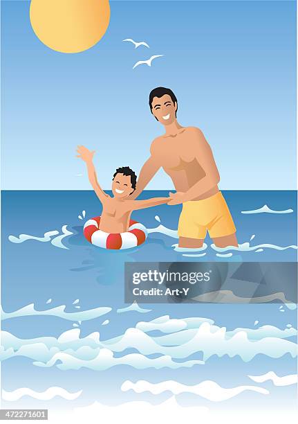 father and son - father playing stock illustrations