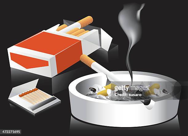 cancer welcome kit - ashtray stock illustrations