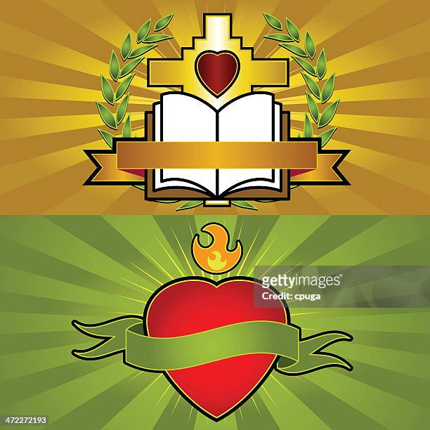 pair of vector emblems - cross fire stock illustrations