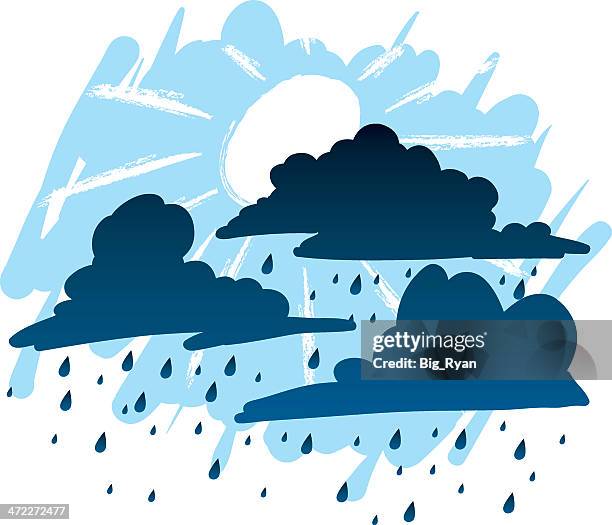 rainy day - silver lining stock illustrations