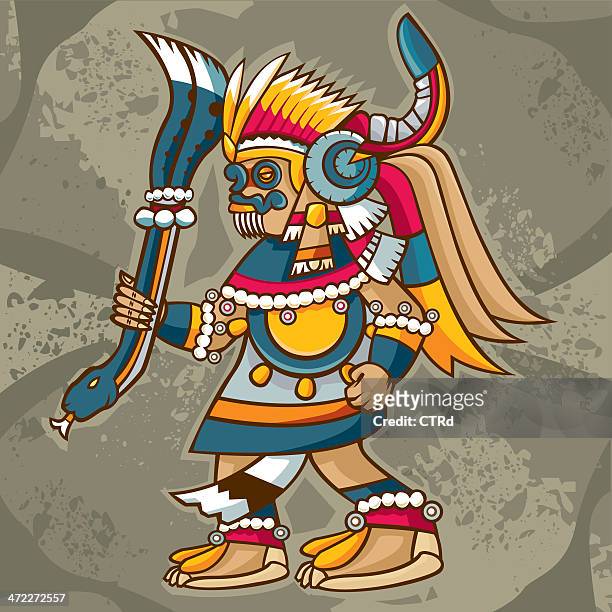 tlaloc (mexikanische gott des regen und fruchtbarkeit - aztec stock-grafiken, -clipart, -cartoons und -symbole