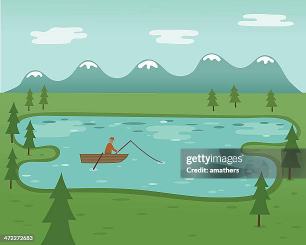 out fishing - lake fishing boat stock illustrations
