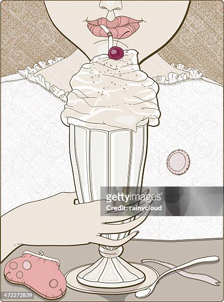 vanilla shake - drinking milk stock illustrations