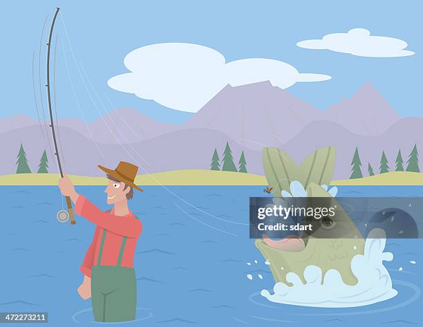 fishing - trout fishing stock illustrations