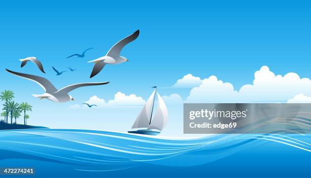 sailing - sail boat stock illustrations