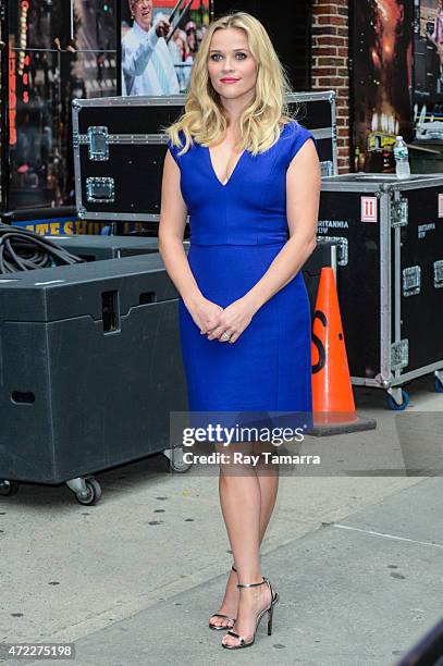 Actress Reese Witherspoon leaves the "Late Show With David Letterman" taping at the Ed Sullivan Theater on May 5, 2015 in New York City.
