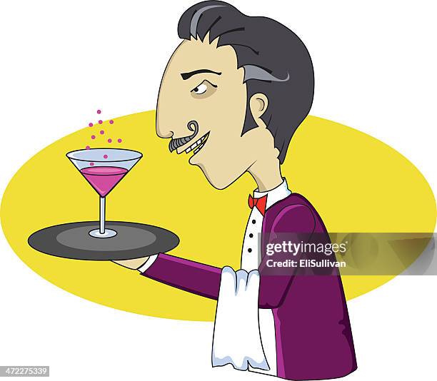 cocktail waiter - french waiter stock illustrations