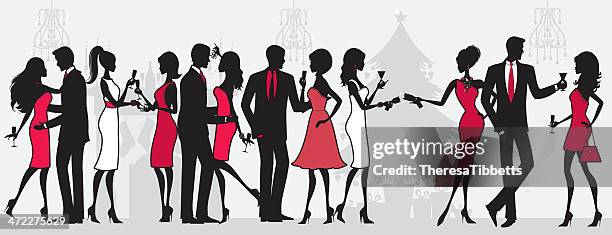 christmas party people - elegant cocktail party stock illustrations