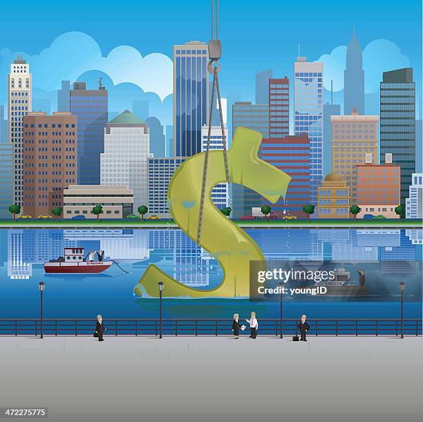 dollar recovery - hudson river view stock illustrations