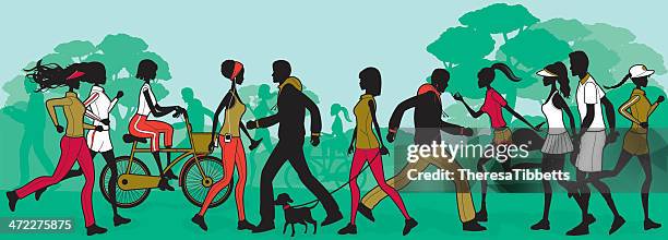 stockillustraties, clipart, cartoons en iconen met outdoor fitness - racewalking