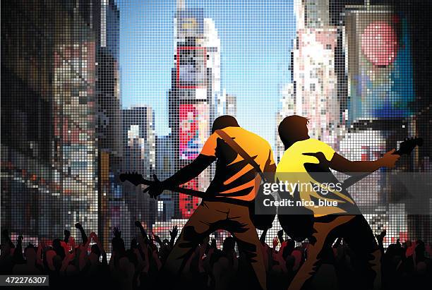 times square rock - times square screen stock illustrations
