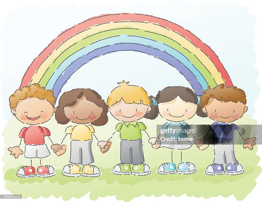 Scribbles Rainbow Kids High-Res Vector Graphic - Getty Images
