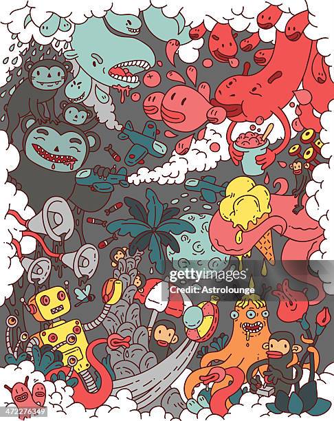 party pooper - anime characters stock illustrations