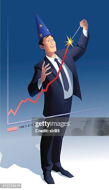 business-wizard - intrigued face stock illustrations