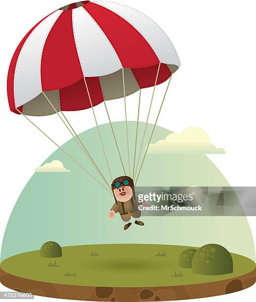stockillustraties, clipart, cartoons en iconen met paratrooper ! - parachute