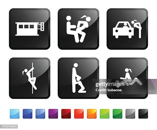 adult entertainment and prostitution royalty free vector icon set stickers - prostitute stock illustrations