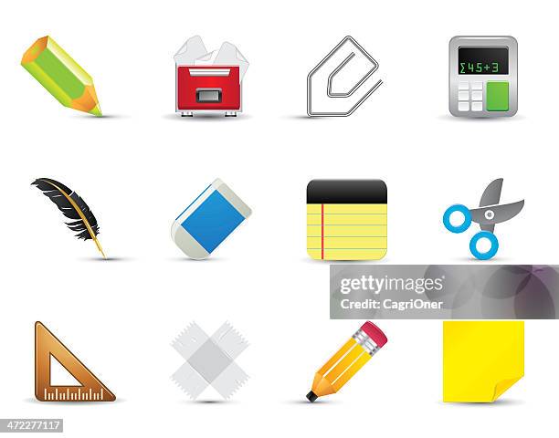 smooth silk icon set: office supplies - filing room stock illustrations