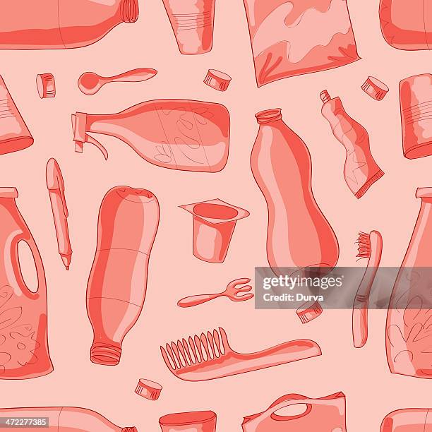 plastic recycle seamless background - plastic comb stock illustrations
