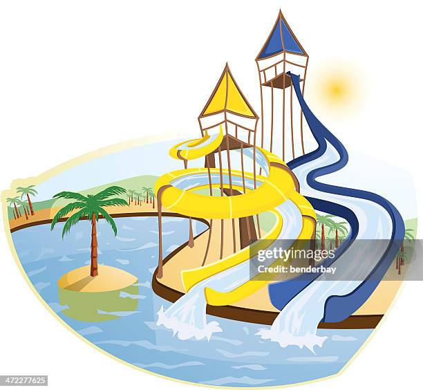 water park. - water slide stock illustrations