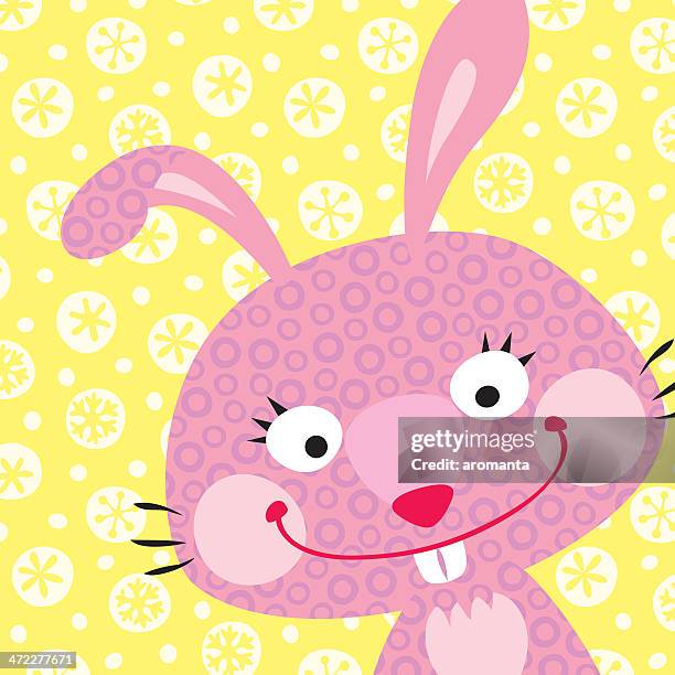 postcard with smiling rabbit - cub snow stock illustrations