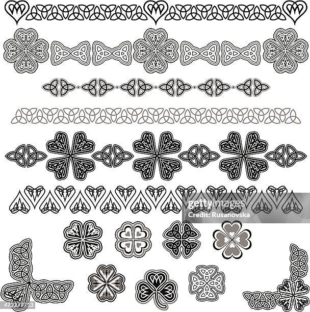 image of black and white celtic designs - black and white flower tattoo designs stock illustrations