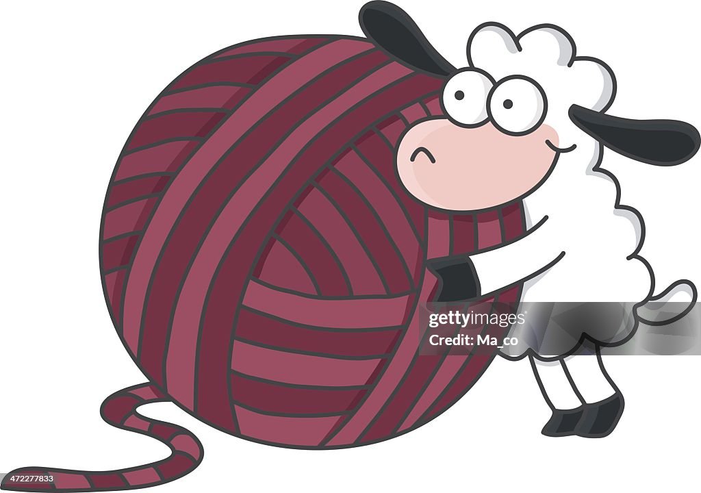 Sheep With A Ball Of Wool High-Res Vector Graphic - Getty Images