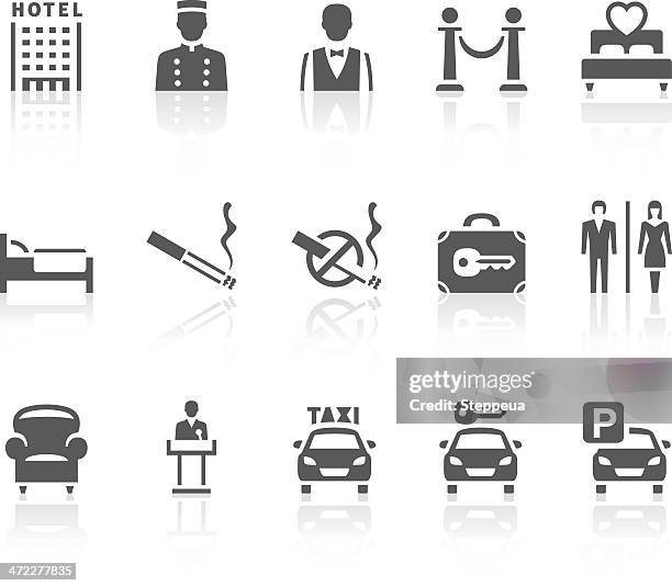 hotel icons - man smoking cigarette stock illustrations