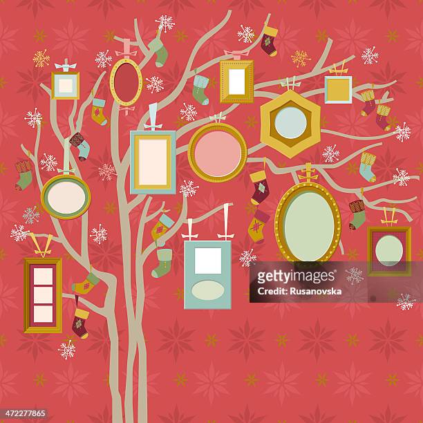 weihnachten familie tree - christmas family tree stock-grafiken, -clipart, -cartoons und -symbole