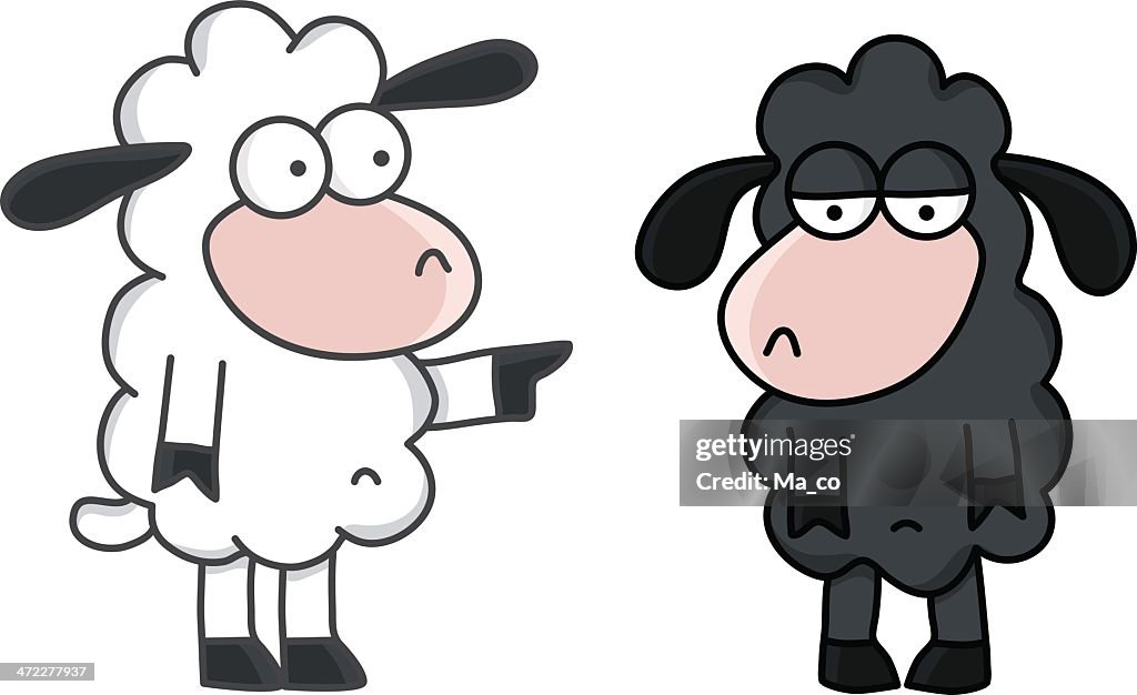 Cartoon The Black Sheep Mobbing High-Res Vector Graphic - Getty Images