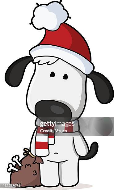 ilustrações, clipart, desenhos animados e ícones de cão de natal - dog bone