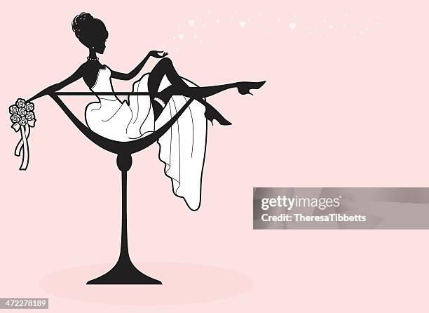 champagne bride - women in suspenders stock illustrations