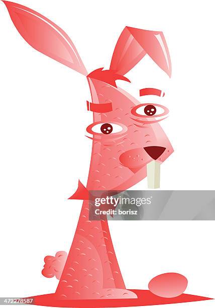 stockillustraties, clipart, cartoons en iconen met pink easter bunny - konijn