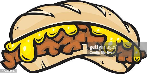 ilustraciones, imágenes clip art, dibujos animados e iconos de stock de sándwich de bistec con queso - bocadillo submarino