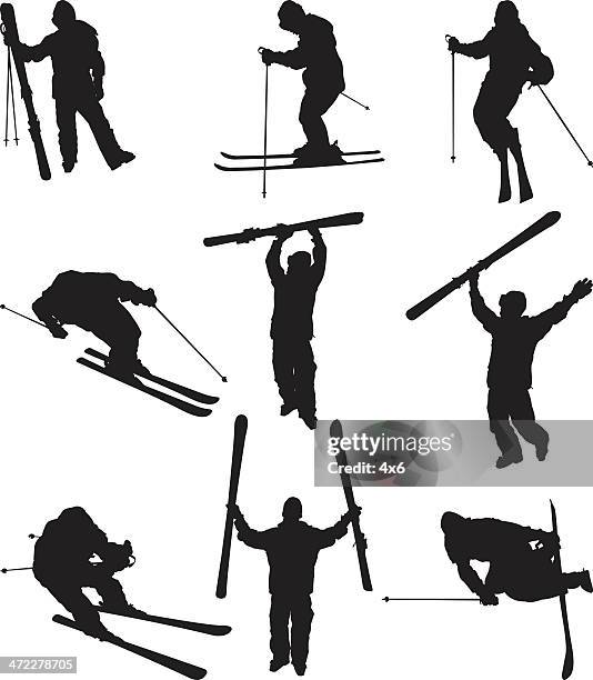 extreme snow sports skiing - freestyle skiing stock illustrations