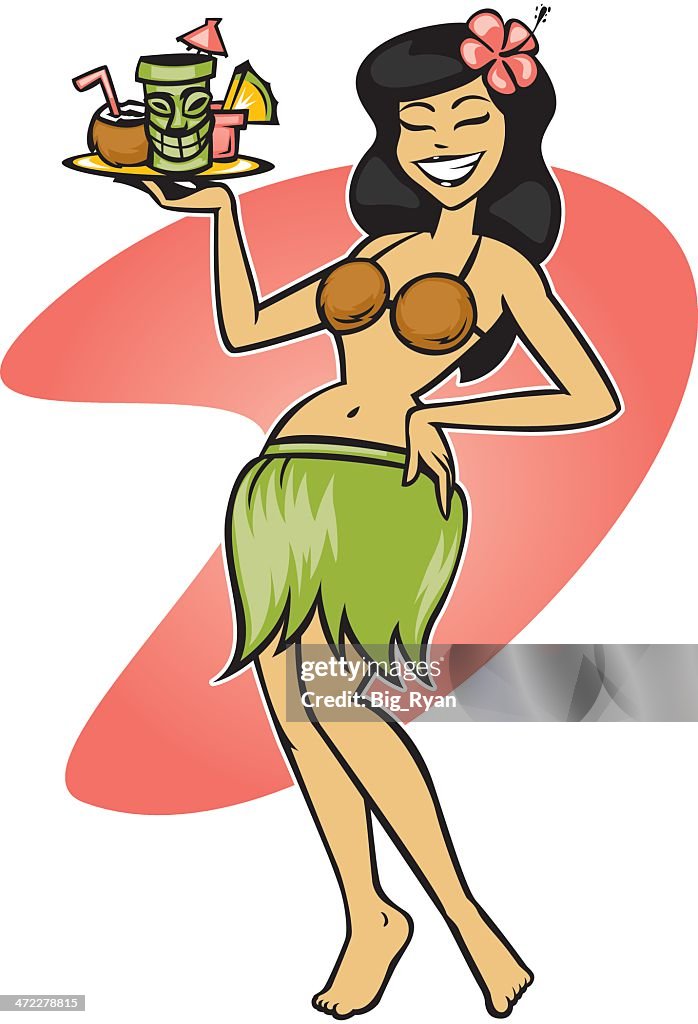 Hula girl waitress