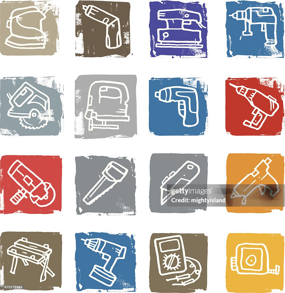 Herramientas eléctricas icono de grunge de bloques
